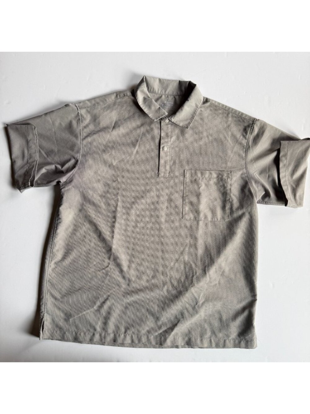 MUJI Men's Open Collar Gray SS Shirt - Size Large